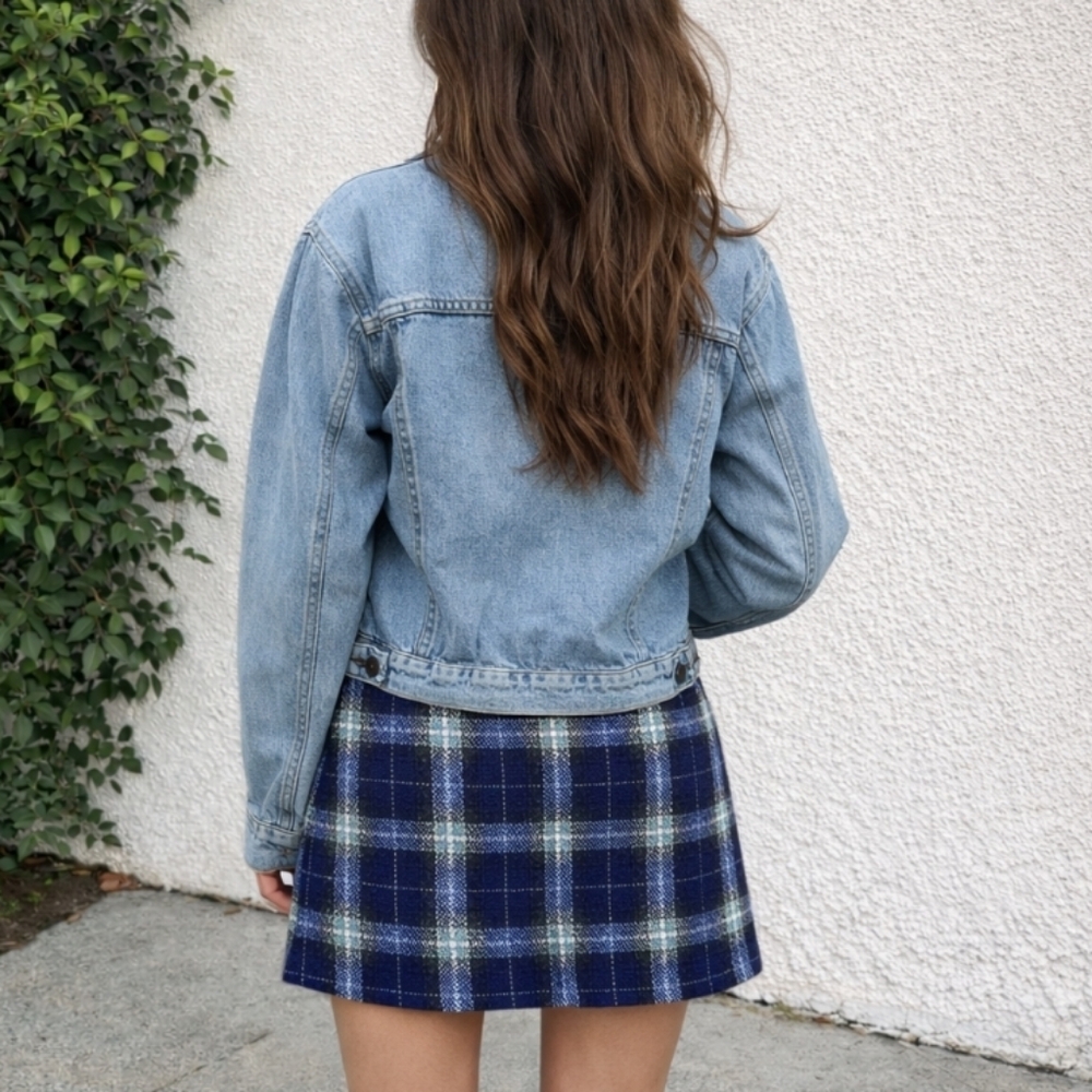 Inwear | Navy White Plaid Mini Skirt Preppy Chic NWT - Picture 2 of 9